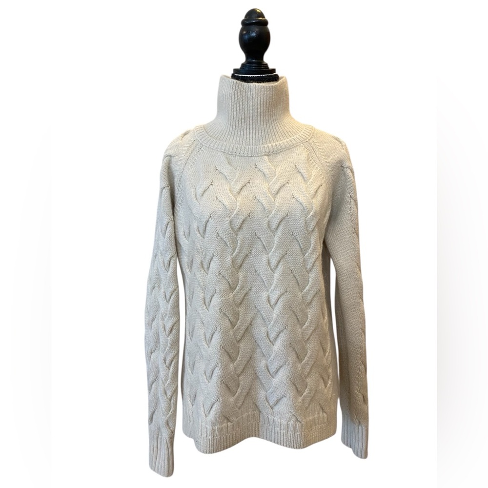 Duffy Merino Mohair Alpaca Cable Knit Turtleneck Size M EUC minimalist sporty